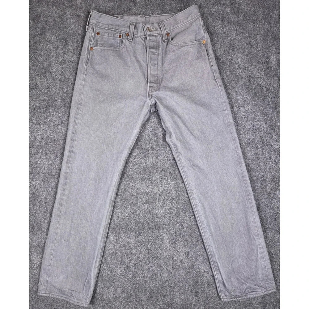 Levi's 501 Original Fit Jeans Mens W32 L32 Grey Straight Leg Button Fly Denim